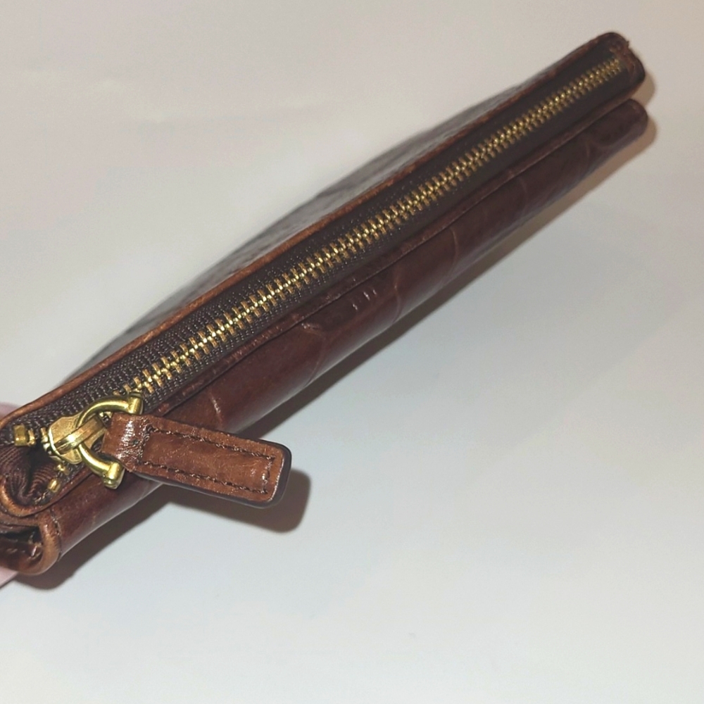 Fossil Dark Brown Croc-Embossed Wallet - Picture 3 of 5